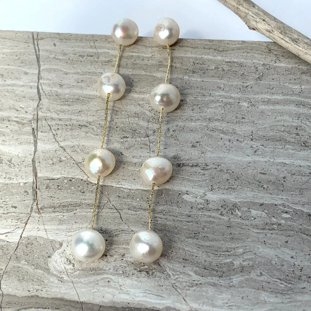 New ~ Anthropologie BHLDN "Leonor" Long Pearl Earrings_8